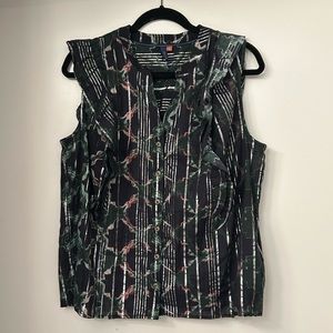 Anthropologie Pilcro black sleeveless blouse with ruffle detail